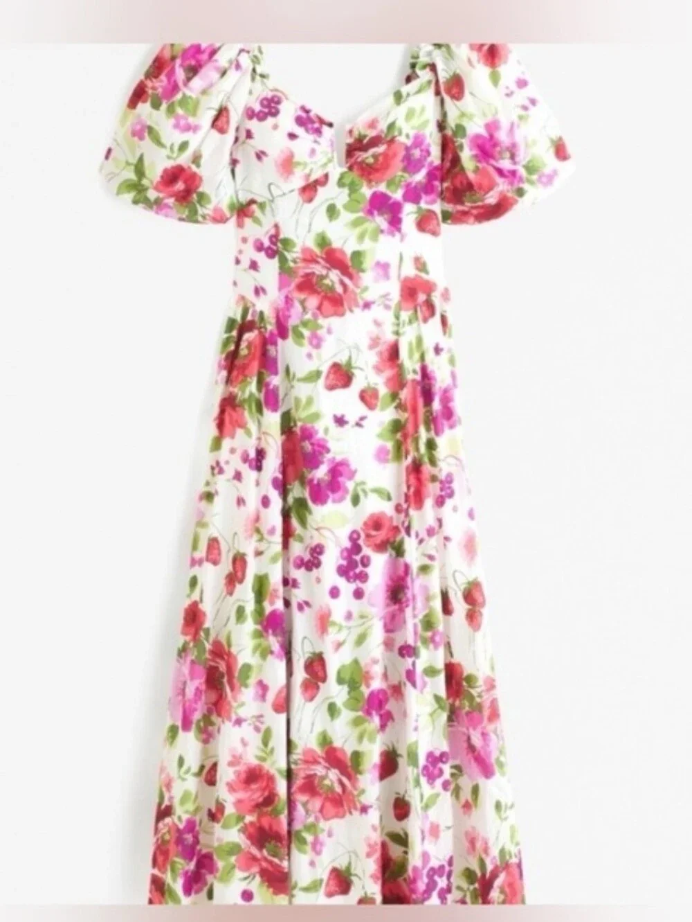 Abercrombie Hardware Drama Puff Sleeve Dress In White Floral
